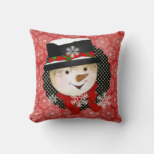 Snowman et Snow Lady Snowflakes Coussin de vacance