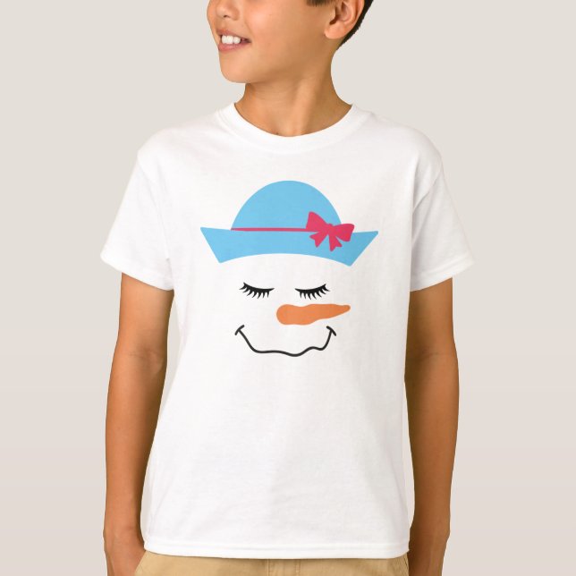 Snowman Face avec T-shirt Casquette bleu pour enfa (Devant)