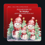 Snowman Famille Amusement Invitations<br><div class="desc">Une famille de bonhomme de neige habillée pour les vacances,  invitant votre famille à une journée de vacances amusante.</div>