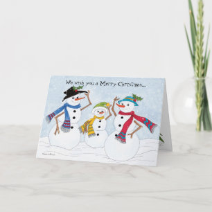 Snowman Famille Heureux Nouvel An Carte de vacance