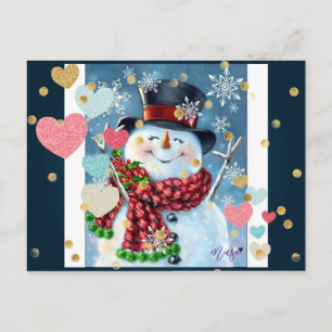 Snowman fêtant la carte postale de Noël