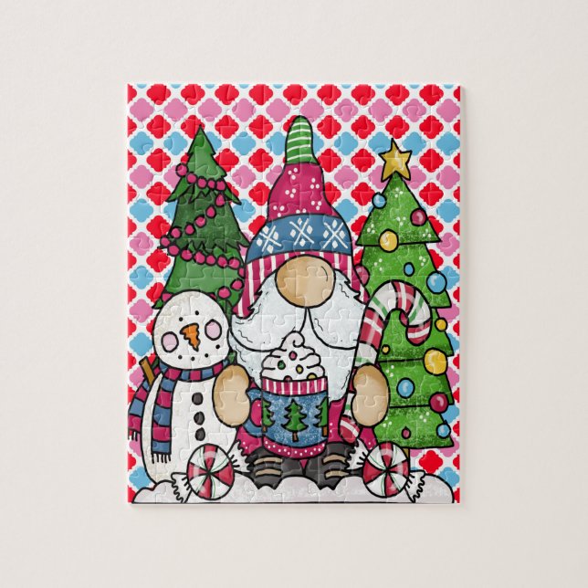 Snowman gnome & Xmas Arbre puzzle (Vertical)