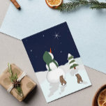 Snowman Je Sais Que C'Était Vous Carte De Souvenir<br><div class="desc">Cette Carte de Fêtes du Souvenir présente un Snowman et des lapins qui regardent vers le ciel étoilé. Le verset nous rappelle que nous sommes surveillés.</div>