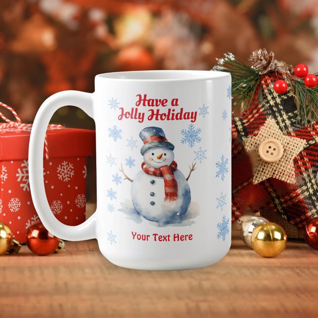 Snowman Jolly Fête Noël Snowflakes Mug (Créateur téléchargé)