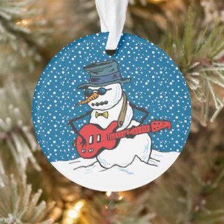 Snowman Jouant Une Guitare Électrique
