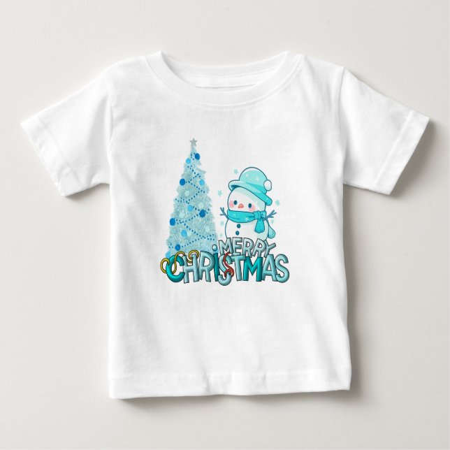 Snowman Merry Christmas Xmas Tree Snow T-Shirt (Devant)