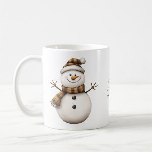 Snowman mignon dans la Mug de café Brown à l'Écarf