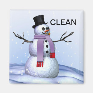 Snowman Nettoyer sale Vaisselle de Noël Magnet