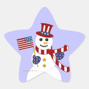 Snowman patriotique des États-Unis avec Stickers S