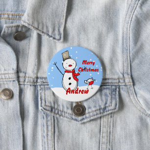Snowman personnalisable nom de la fête badges du b
