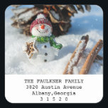 Snowman Photo Christmas Return Adresse Sticker<br><div class="desc">Snowman Photo Christmas Return Adresse Sticker</div>