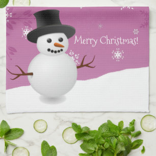 Snowman rose scène d'hiver Noël Cuisine Serviette