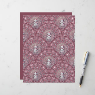 Snowman rose Whimsical Mandala Scallop Scrapbook