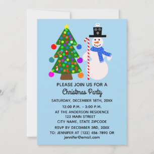 Snowman & sapin de Noël #3-2 Carte d'invitation