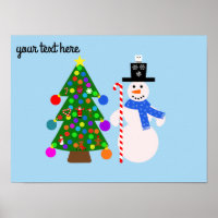 Snowman & sapin de Noël #3 Poster