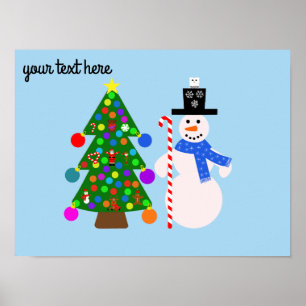 Snowman & sapin de Noël #3 Poster