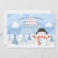 Snowman souriant Invitation de fête d'anniversaire