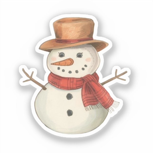 Snowman Sticker | Cozy Winter Character Doodle (Recto)