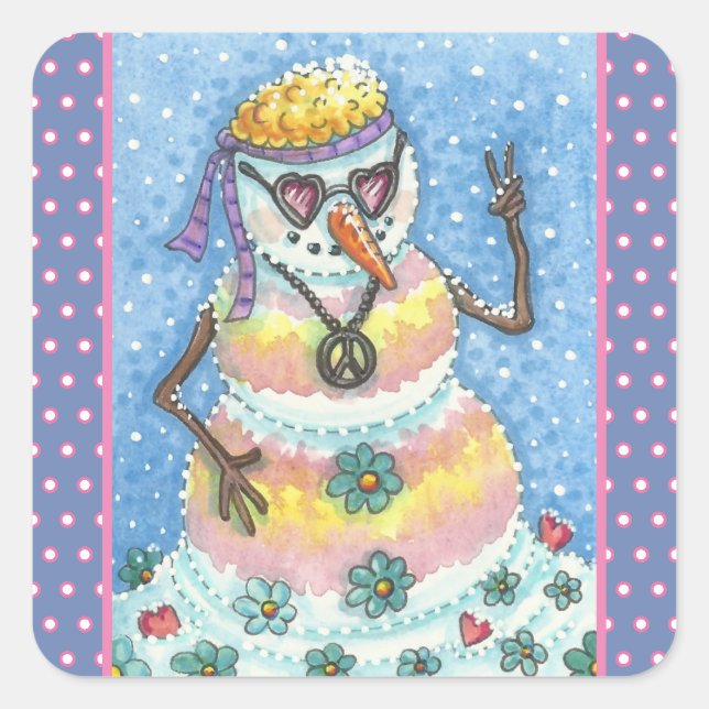 SNOWMAN super, SIGNE DE PAIX STICKERS NOËL Squ (Devant)