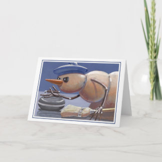 Snowman sur glace Curling carte blanche