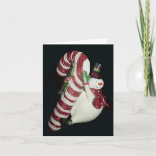 Snowman sur une photo Sucre de canne Carte de note
