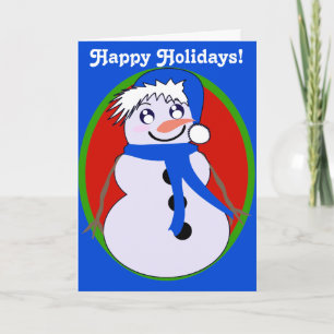 Snowman Toon Blue Holiday ! Carte