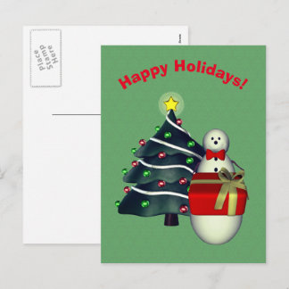 Snowman Tree Présente Noël Carte postale