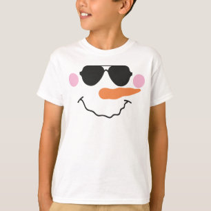 Snowman visage avec lunettes T-shirt pour enfants
