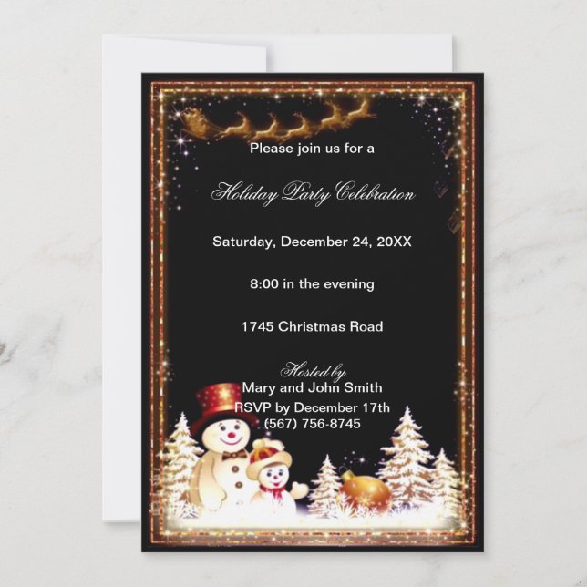Snowman Winter Christmas Party Invitation (Devant)