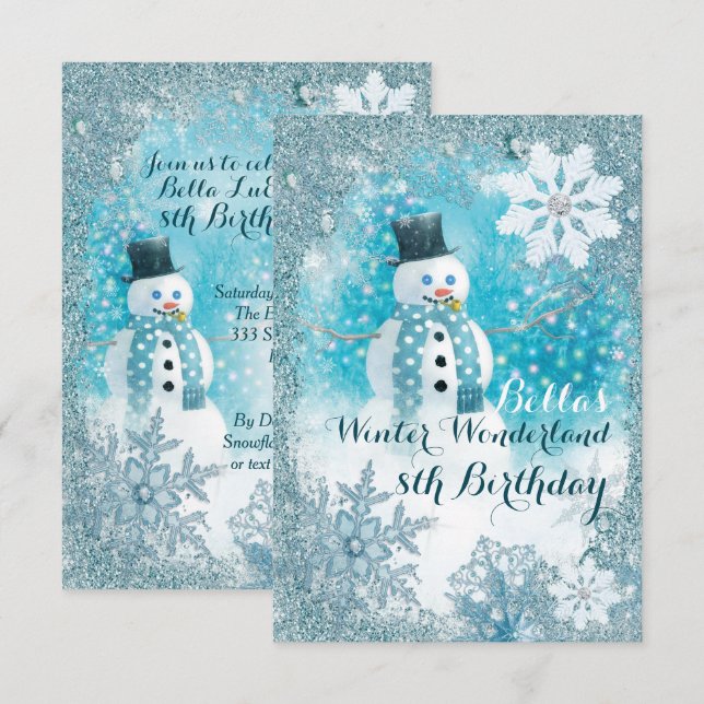Snowman Winter Wonderland Party Invitations (Devant / Derrière)