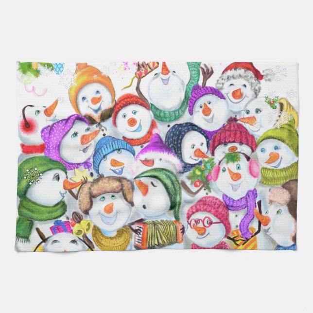 Snowmans Noël Cuisine Serviette Cadeau (Horizontal)