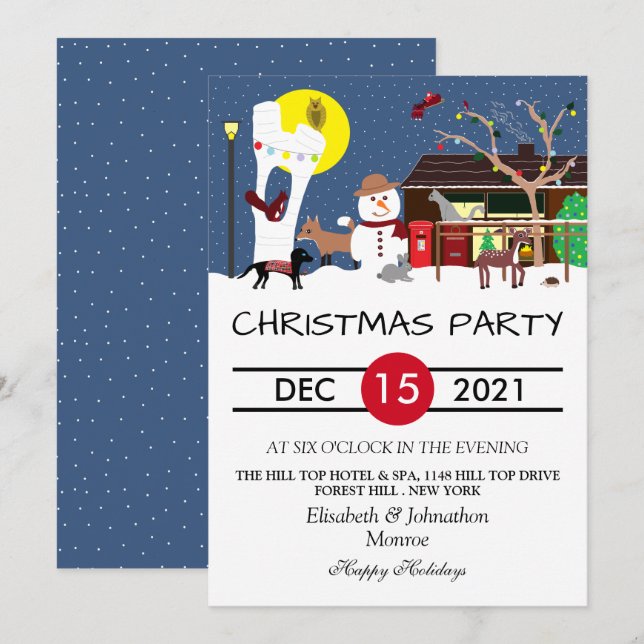 Snowman's Party Happy Holidays Invitation (Devant / Derrière)