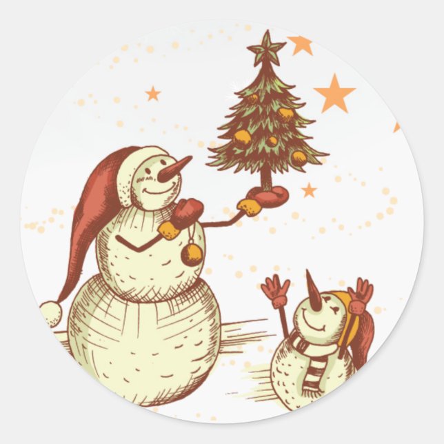 Snowmen & Leurs Stickers Arbre de Noël (Devant)