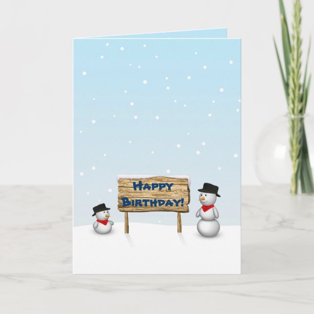 Snowmen mignon souhaitant Bonne Carte Anniversaire (Devant)