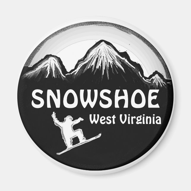 Snowshoe West Virginia aimant en snowboard blanc (Devant)