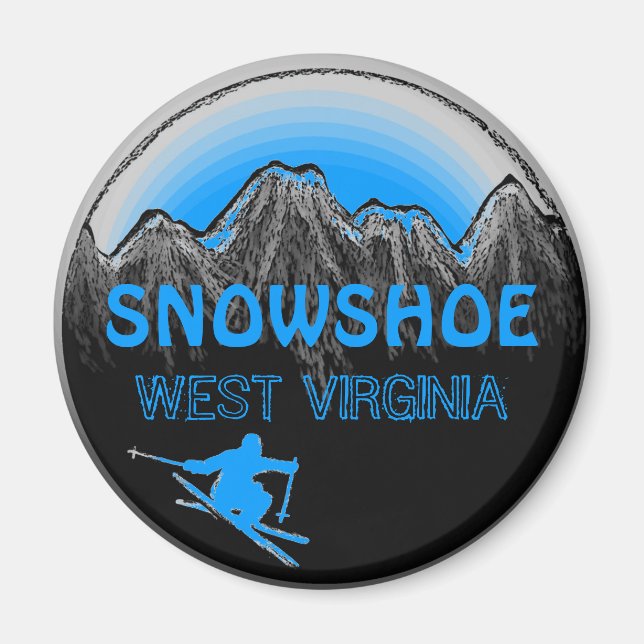 Snowshoe West Virginia aimant ski bleu (Devant)