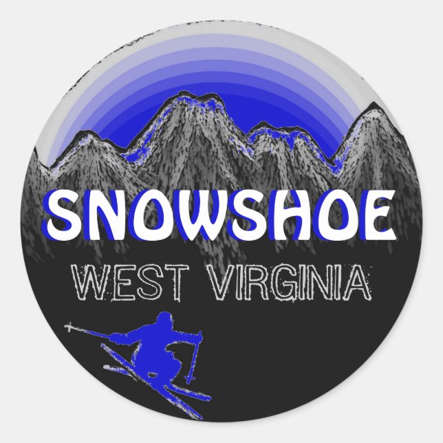 Snowshoe West Virginia Blue ski stickers (Devant)