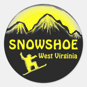 Snowshoe West Virginia jaune autocollants snowboar