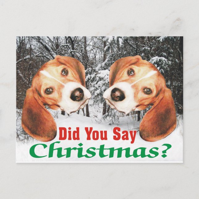 Snowy As-Tu Dit Noël ? Carte postale beagle (Devant)