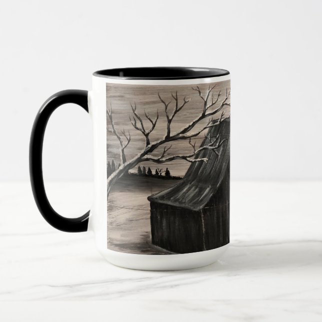 Snowy Barn Scene Mug (Gauche)