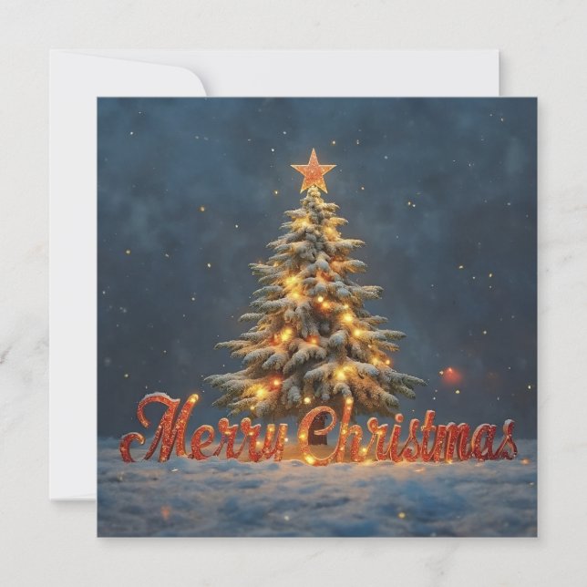 Snowy Christmas Tree with Warm Lights (Devant)