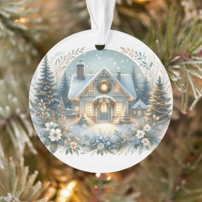 Snowy Cottage Glow Scene (Arbre)