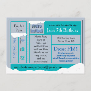 Snowy Froid Anniversaire Film Tix Invitation