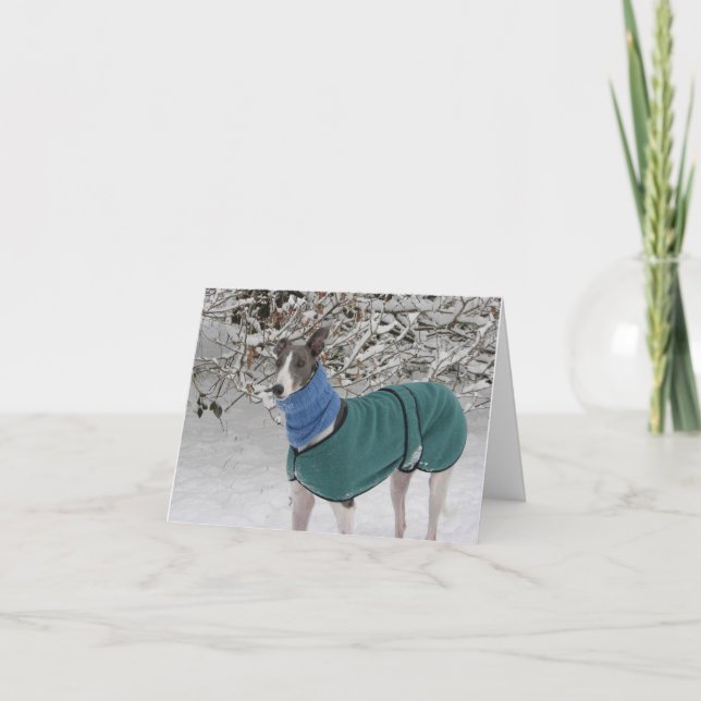 Snowy Girl : Carte de Noël Greyhound (Devant)