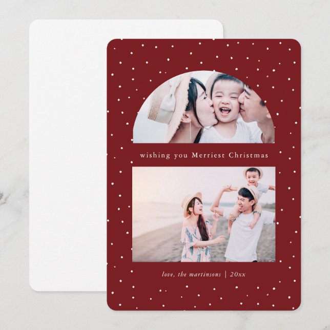 Snowy Globe Photo Red Christmas Holiday Card (Devant / Derrière)