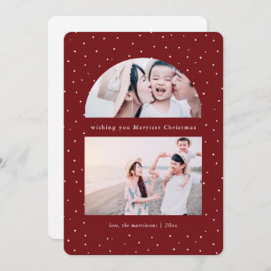 Snowy Globe Photo Red Christmas Holiday Card