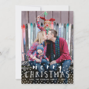 Snowy Joyeux Noël mignon Carte photo de famille
