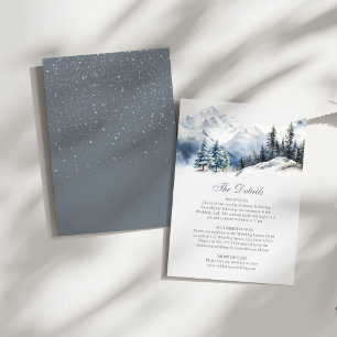 Snowy Mountain & Pine Trees Mariage Détails Carte