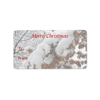 Snowy Oak photo étiquettes cadeaux de Noël