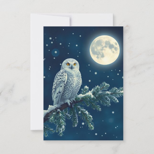 Snowy Owl fun Christmas card (Devant)